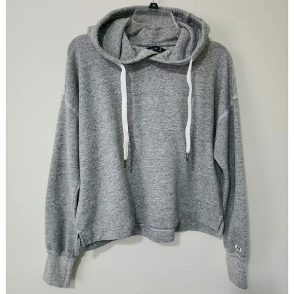 Abercrombie & Fitch Womens Short Oversized Fleece Hoodie Heather Gray A&F Size M - Picture 1 of 11